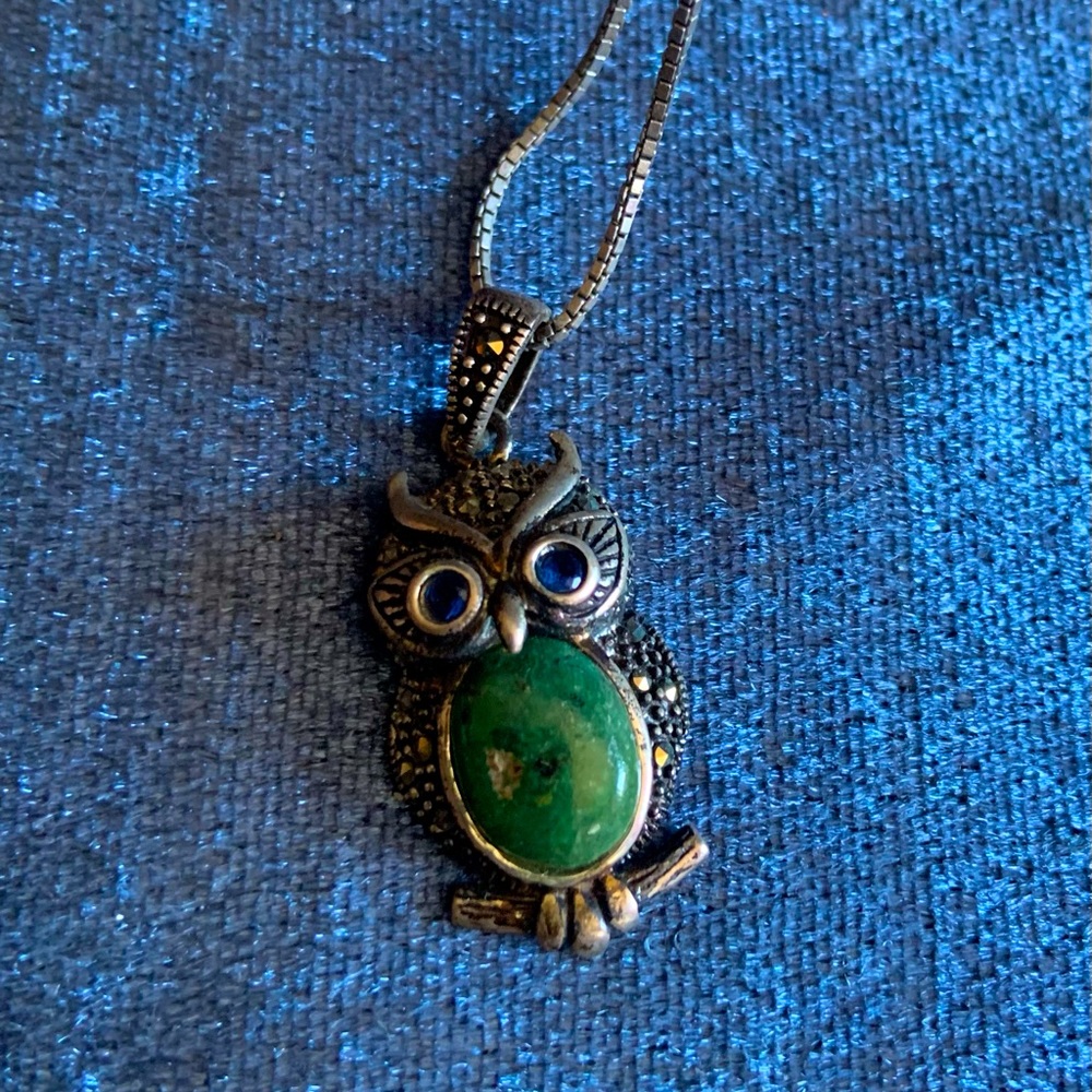 Crystal and stone owl pendant